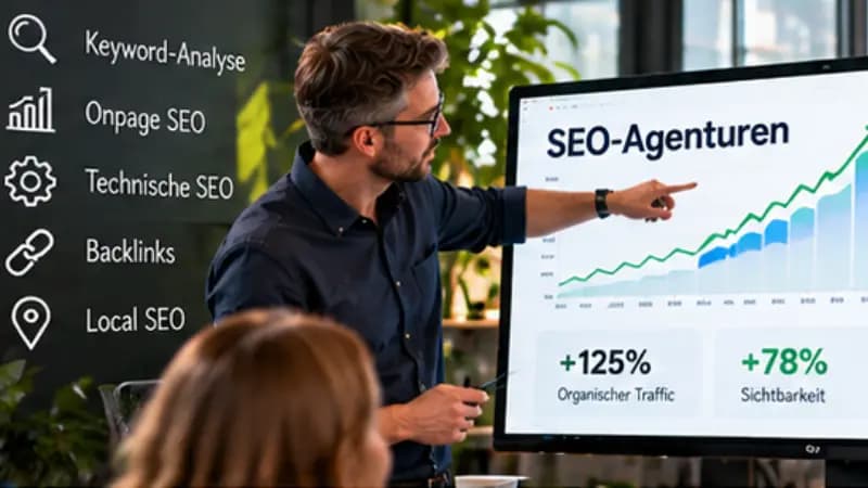 SEO-Agentur analysiert Keyword-Rankings, organischen Traffic und die Sichtbarkeit einer Website